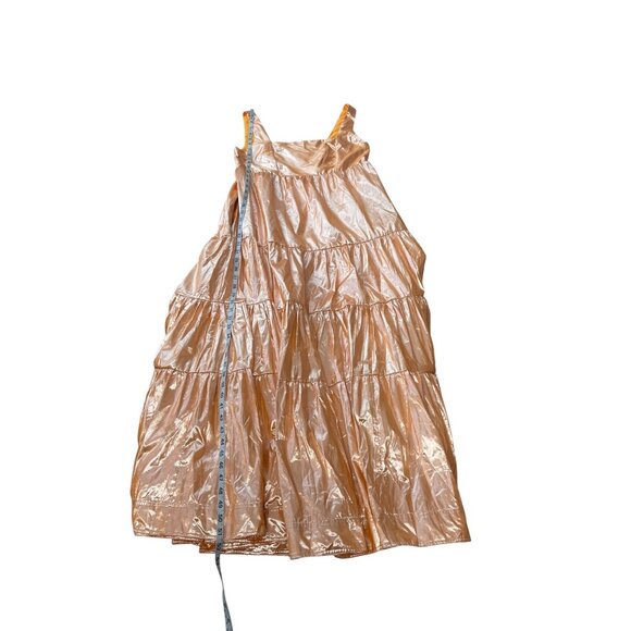 Anthropologie Let Me Be Metallic Tiered Maxi Dress Orange Sleeveless M - Picture 12 of 12